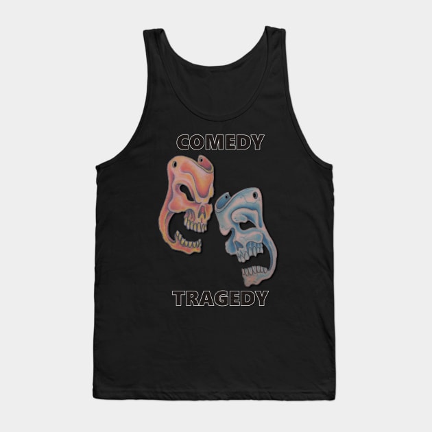 Comedy & Tragedy Dark Brown Letters Tank Top by AJ Leibengeist